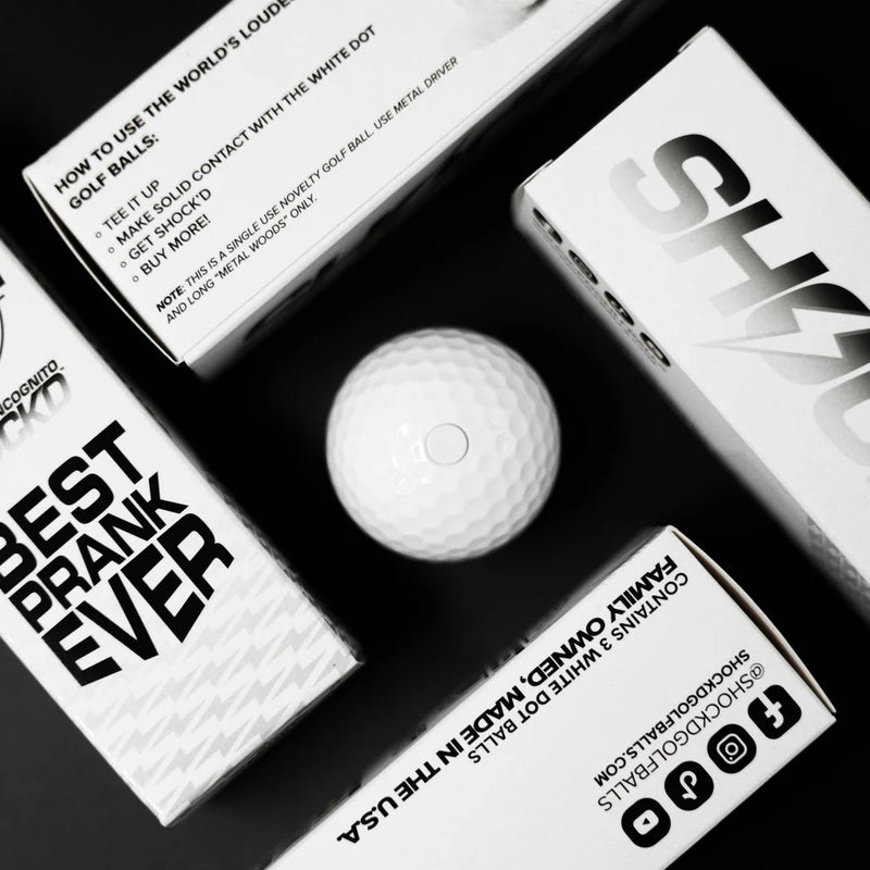 Incognito White SHOCK'D golf ball in a sleeve